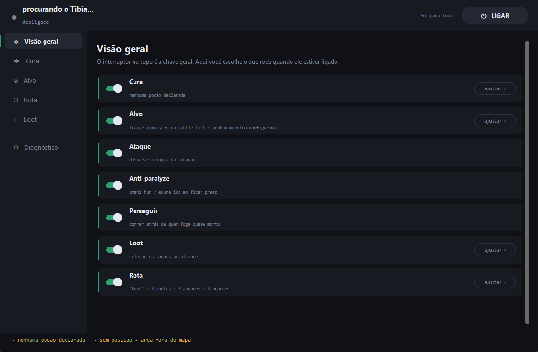 Painel de controle do MazeBot
